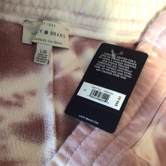 Lucky Brand Womens Mauve French Terry Drawstring Tie Dye Shorts Size Large - Picture 7 of 8